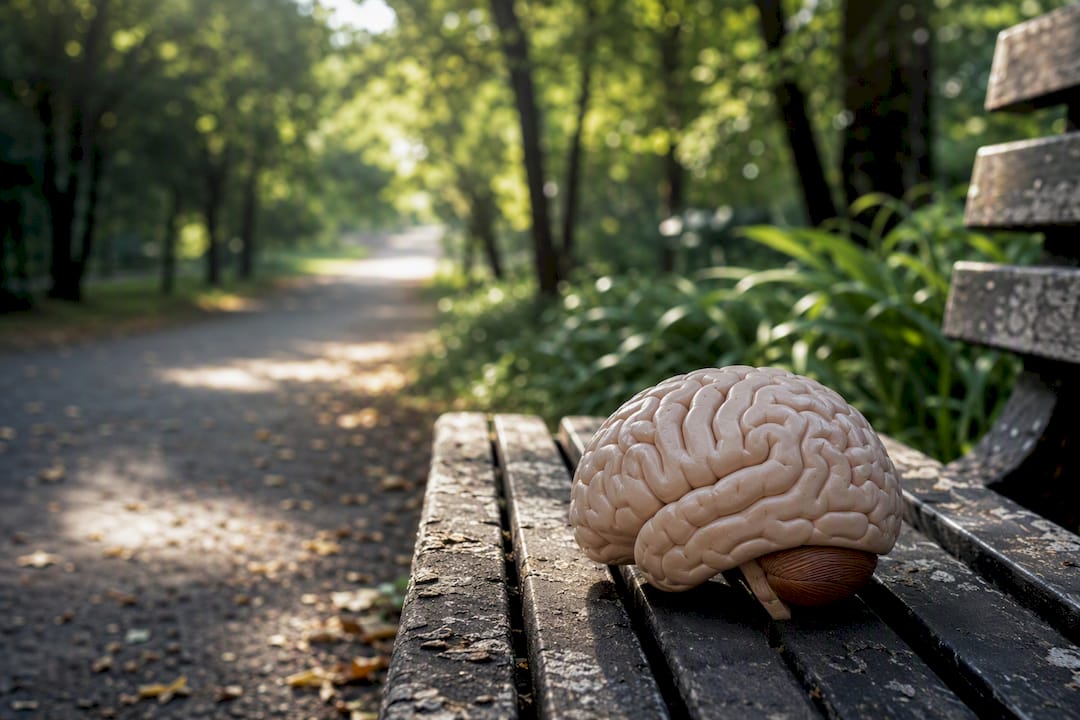 Anatomical brain model illustrating trauma anxiety