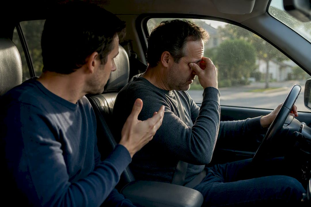 Passenger alerting sleepy driver inside car
