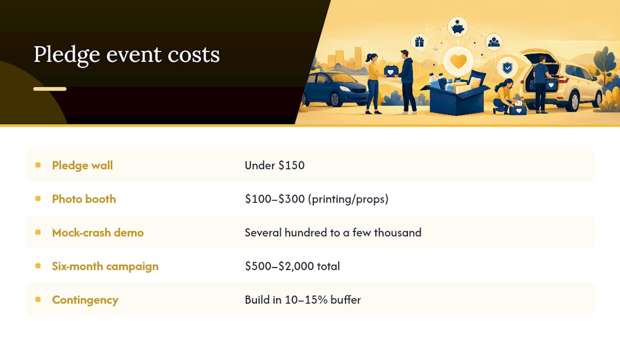 Comparison of pledge event cost ranges