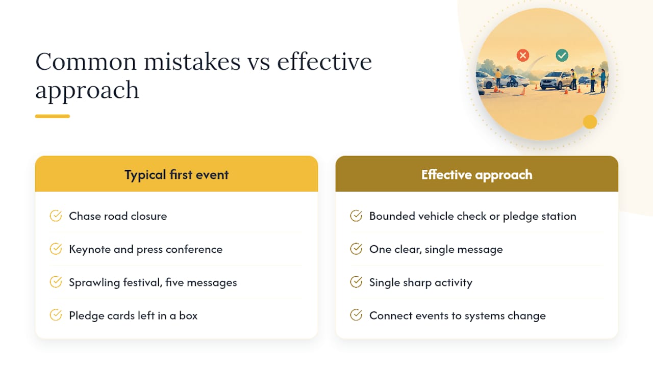 What most road safety events get wrong — overview diagram