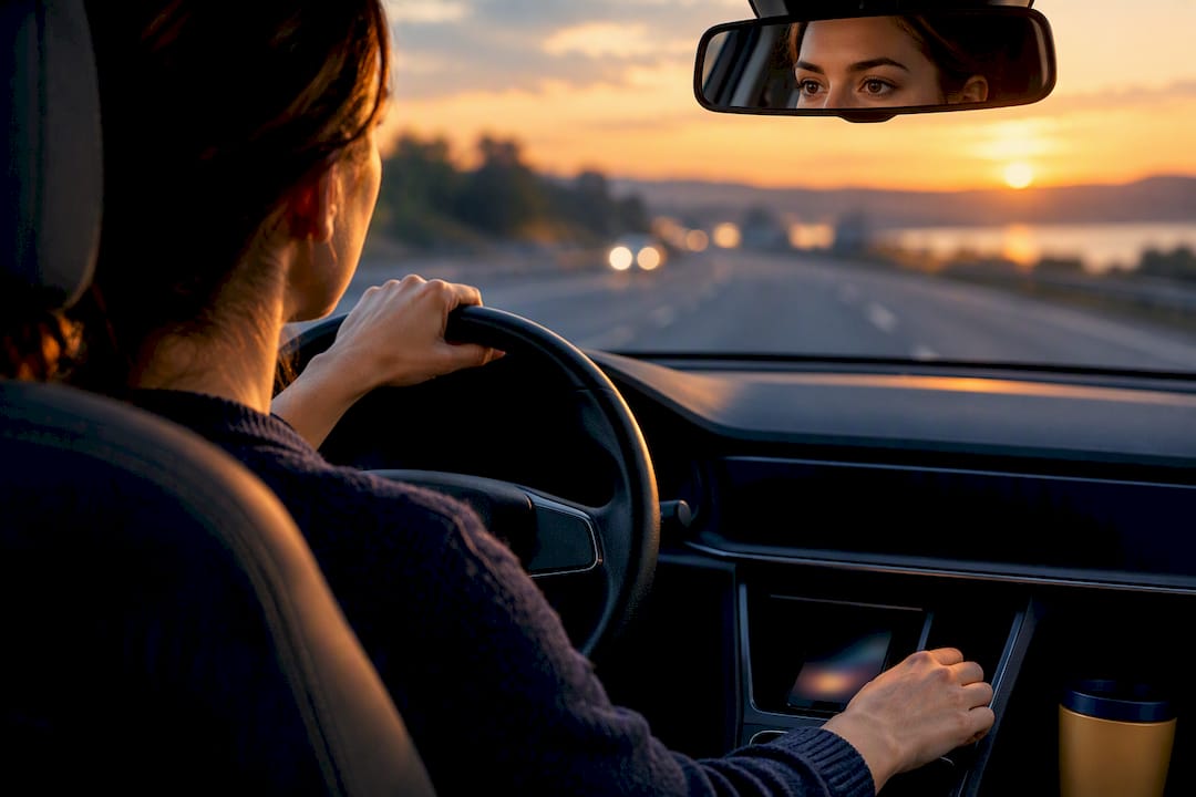 Driver resisting phone distraction while driving