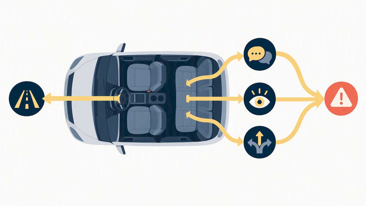 Illustration of passenger distraction risk pathways