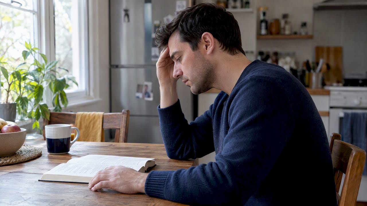 Adult pausing while reading during concussion recovery